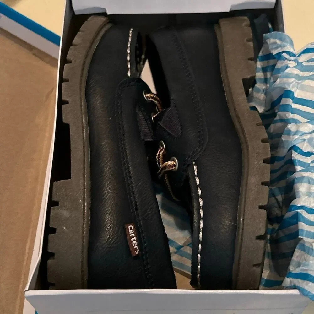 Carters Toddler Size 12 Mac Slip On Loafer Shoes Boat Navy Blue Preppy New